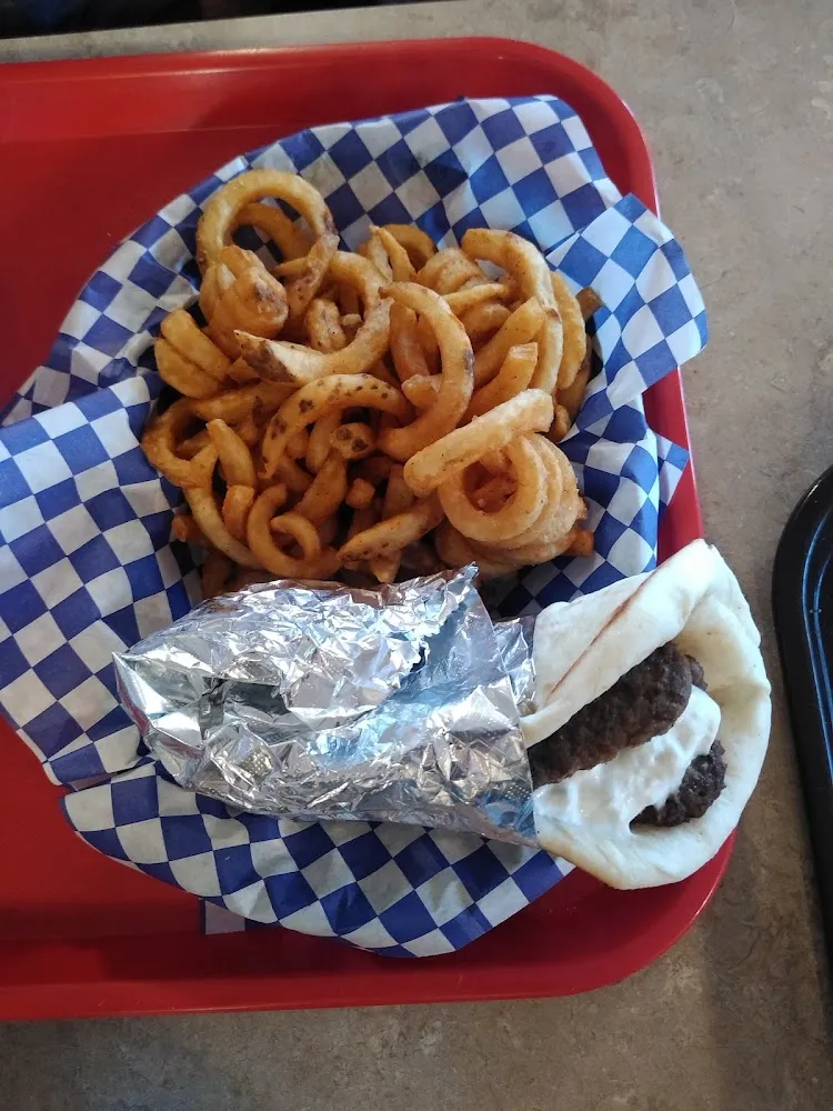 Gyro with Fried Ravioli and Curly Fries